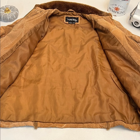 Y2K LEATHER WORKS PATCHWORK SUEDE PENNY LANE STYLE JACKET TAN/BROWN MEDIUM - Picture 11 of 17